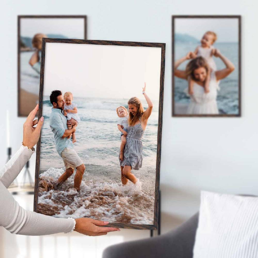 Photolini 3er Set Poster-Bilderrahmen 42x59,4 cm / DIN A2 Eiche Dunkel aus MDF mit Acrylglas VIP-Rabatte