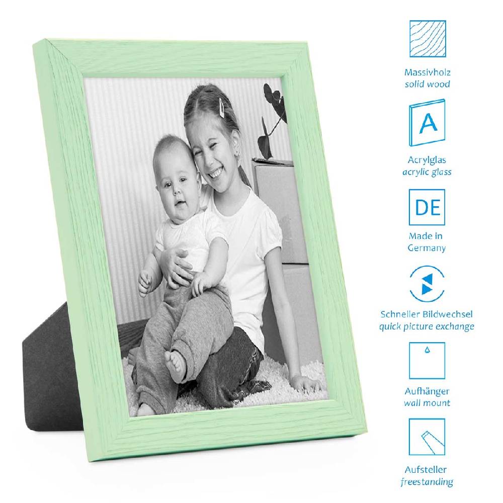 Photolini Bilderrahmen 3er Set Grün Blau Grau 10x15 cm | Acrylglas Neueste Stile