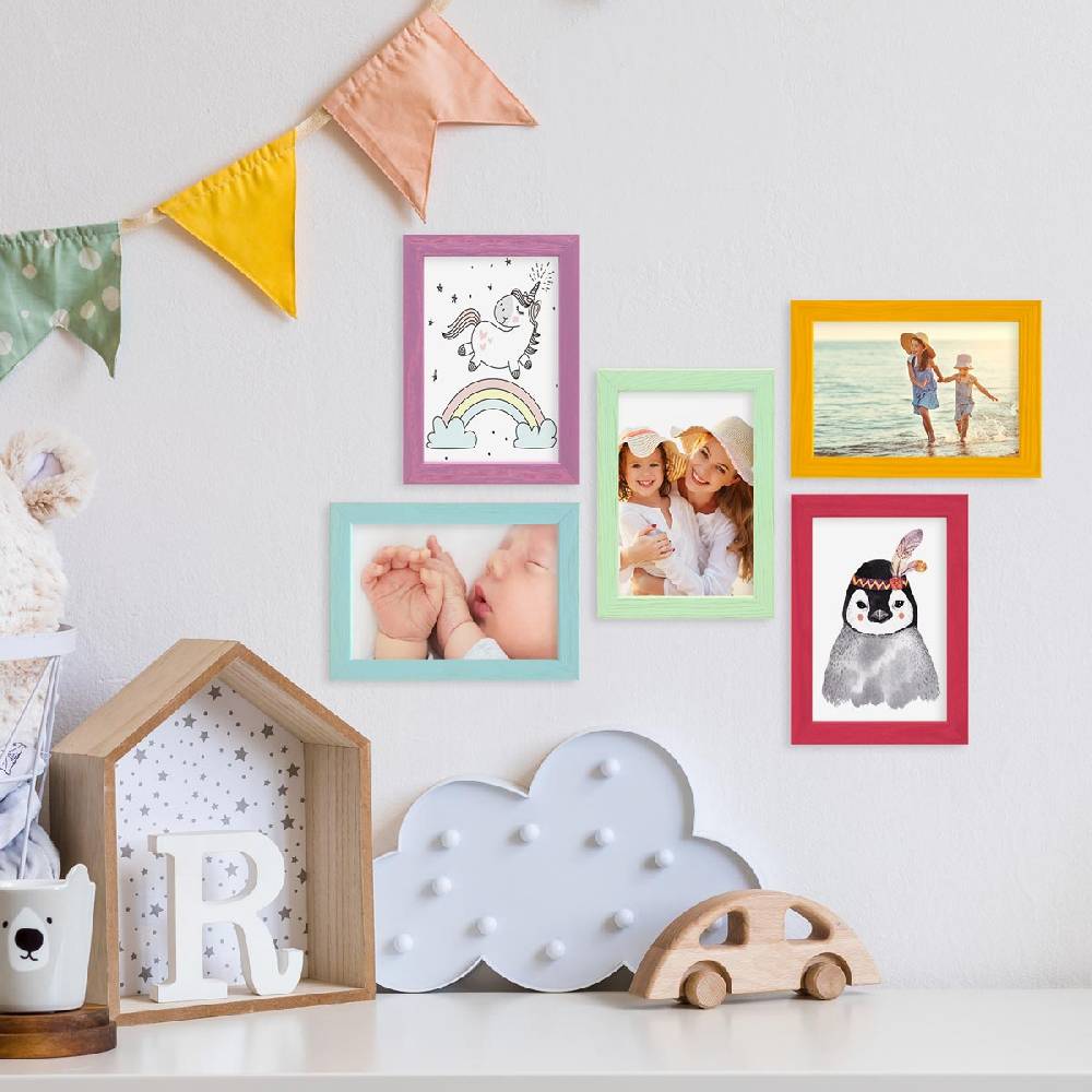 Photolini Bilderrahmen 5er Set Bunt 10x15 cm | Acrylglas Zeitbegrenzte Promotion