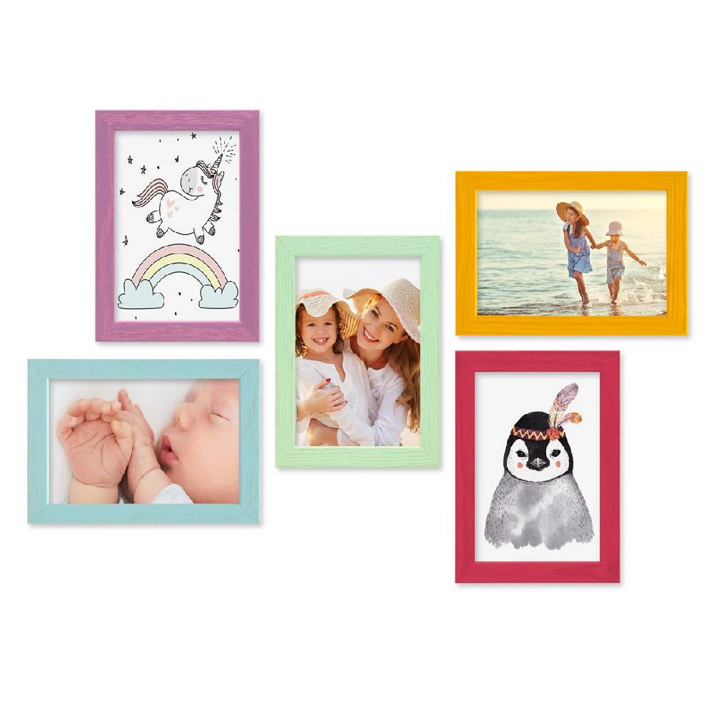 Photolini Bilderrahmen 5er Set Bunt 10x15 cm | Acrylglas Zeitbegrenzte Promotion