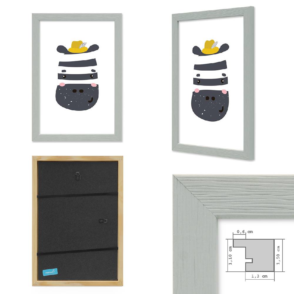 Photolini Bilderrahmen 3er Set Grün Blau Grau A4 21x30 cm | Acrylglas Sonderangebot der Fabrik
