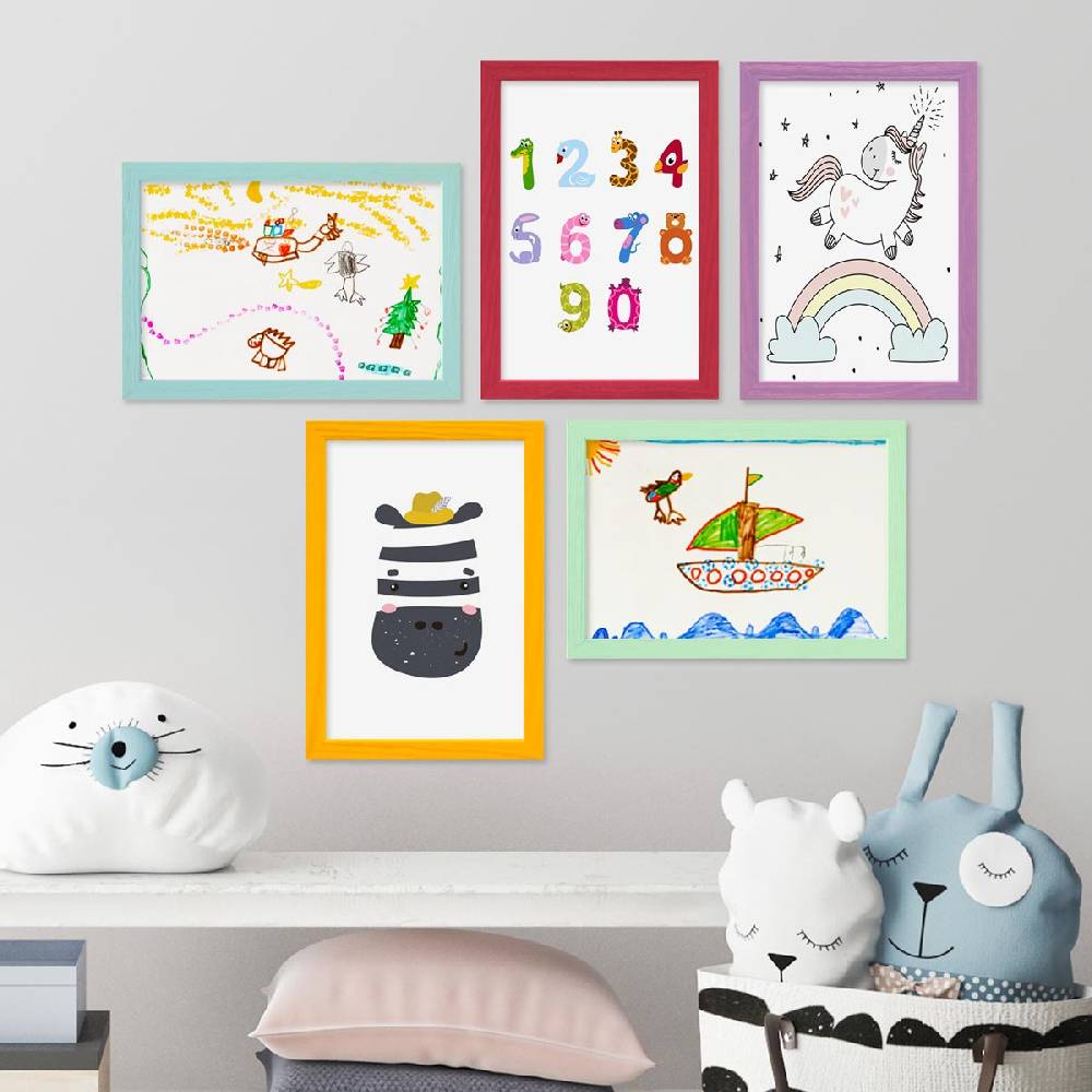 Photolini Bilderrahmen 5er Set Bunt A4 21x30 cm | Acrylglas Riesige Rabatte