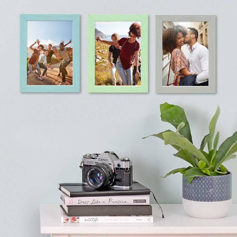 Photolini Bilderrahmen 3er Set Grün Blau Grau 13x18 cm | Acrylglas Clearance-Verkauf