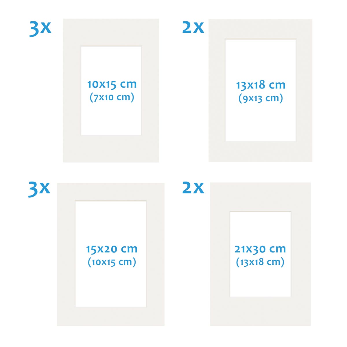 Photolini Passepartouts Creme-Weiß für 10er Rahmen-Set No.1 Speichern exportieren