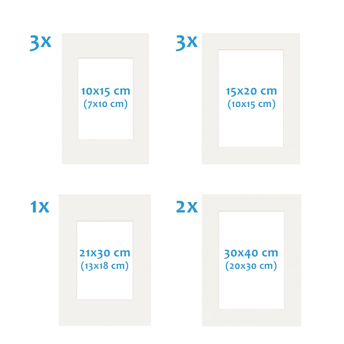 Photolini Passepartouts Creme-Weiß für 9er Rahmen-Set No.3 Black Friday Preise