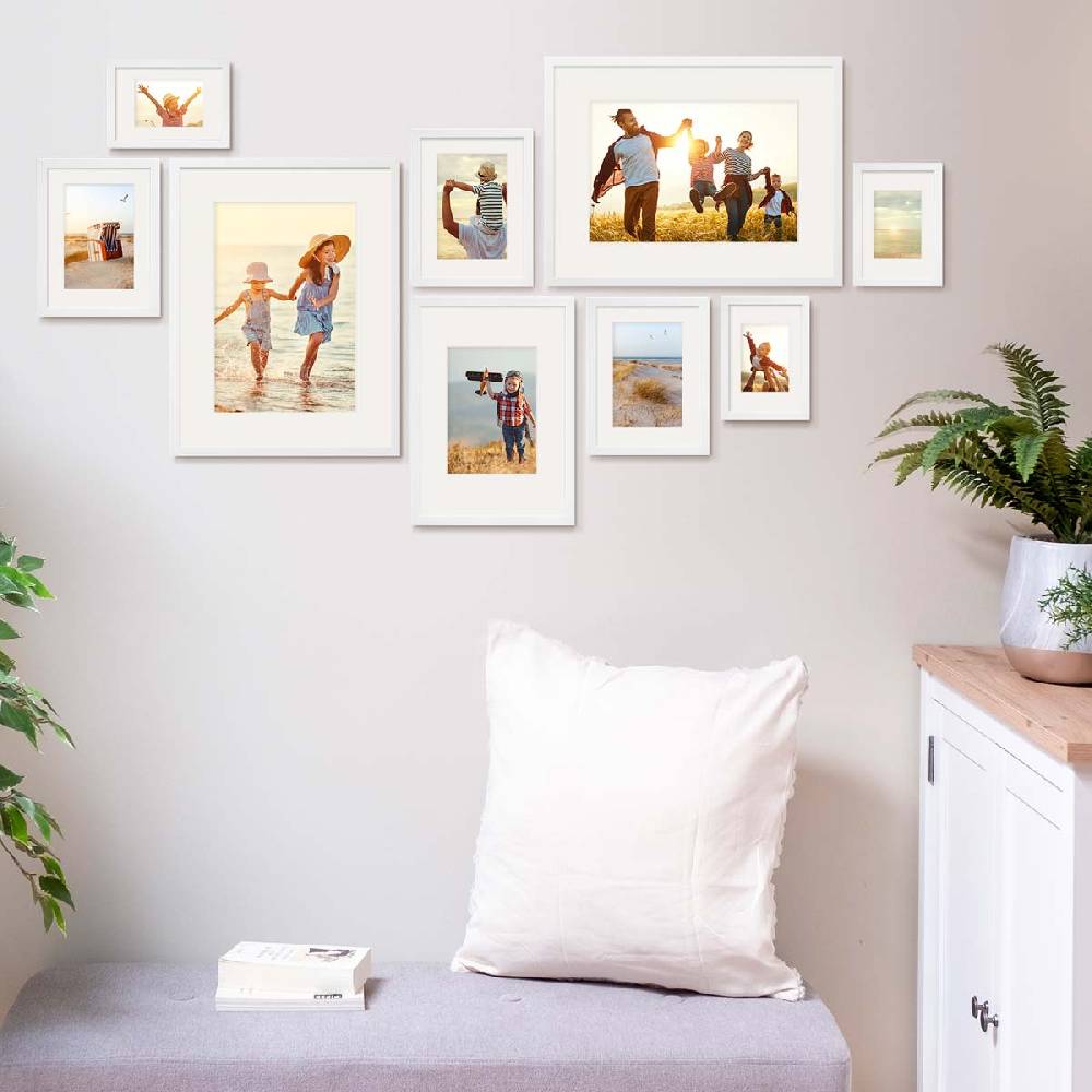 Photolini Passepartouts Creme-Weiß für 9er Rahmen-Set No.3 Black Friday Preise