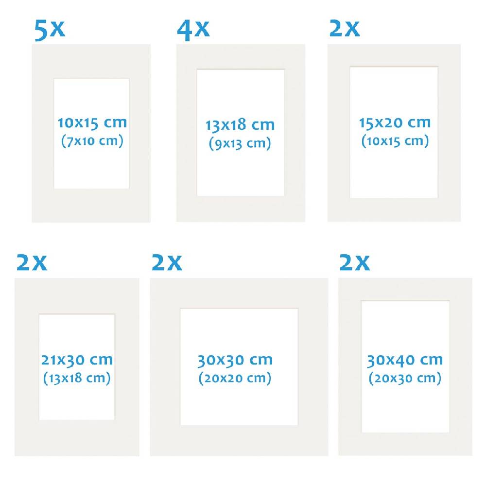 Photolini Passepartouts Creme-Weiß für 17er Rahmen-Set No.2 Im Verkauf