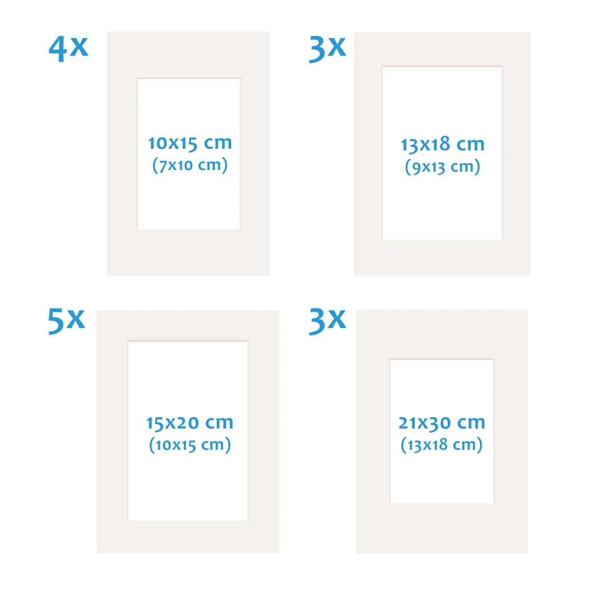 Photolini Passepartouts Creme-Weiß für 15er Rahmen-Set No.2 Treppenhängung Verkauf