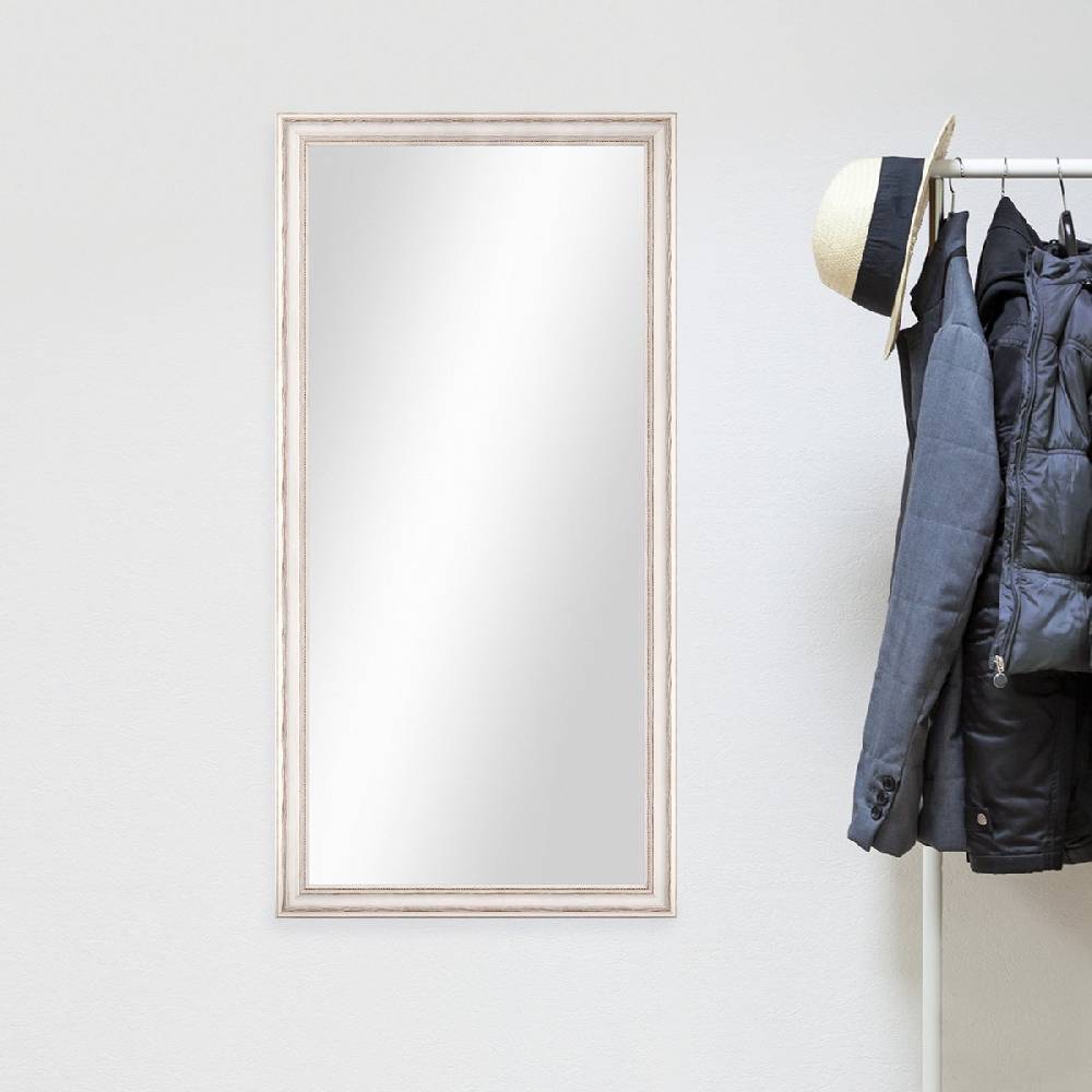 Photolini Wand-Spiegel 60x110 cm im Landhaus-Stil Weiss / Spiegelfläche 50x100 cm