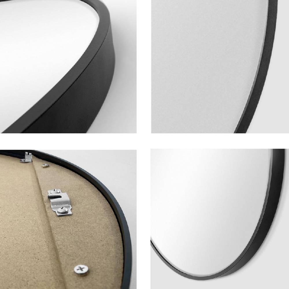 Photolini Spiegel Rund Schwarz mit Metallrahmen 50 cm Fabrikpreis