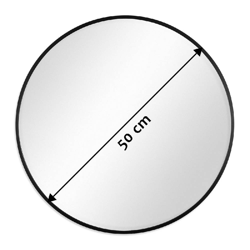Photolini Spiegel Rund Schwarz mit Metallrahmen 50 cm Fabrikpreis