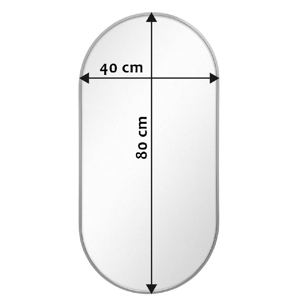 Photolini Spiegel Oval Silber mit Metallrahmen 40x80 cm Günstig kaufen