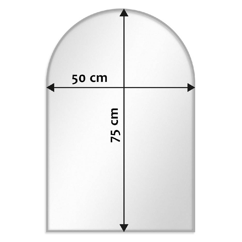 Photolini Spiegel Rundbogen Silber mit Metallrahmen 50x75 cm Versandkostenfrei