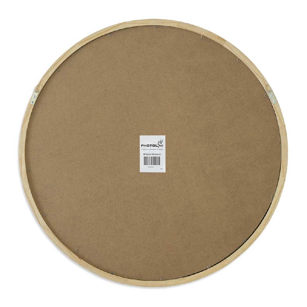 Photolini Spiegel Holzrahmen Rund mit Ablage 60 cm Natur Flash Sale
