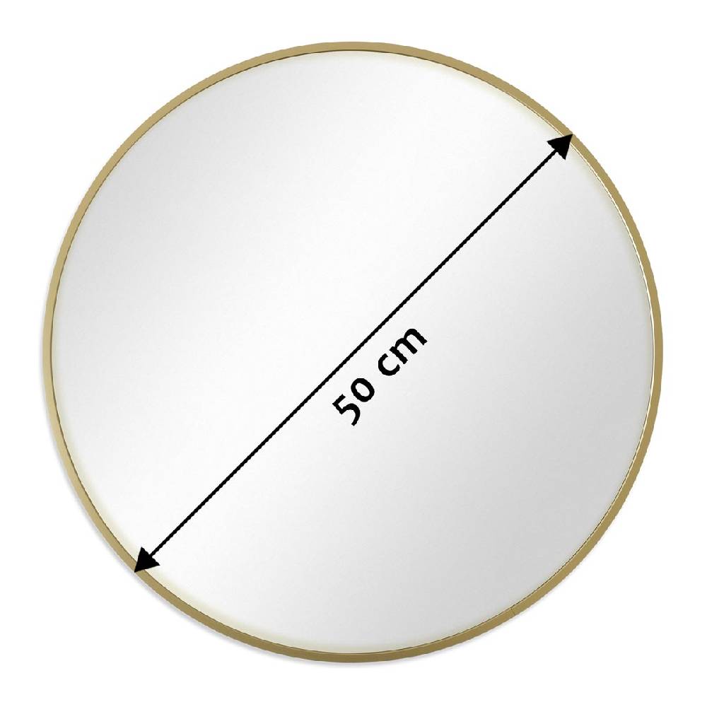 Photolini Spiegel Rund Gold mit Metallrahmen 50 cm Begrenztes Angebot