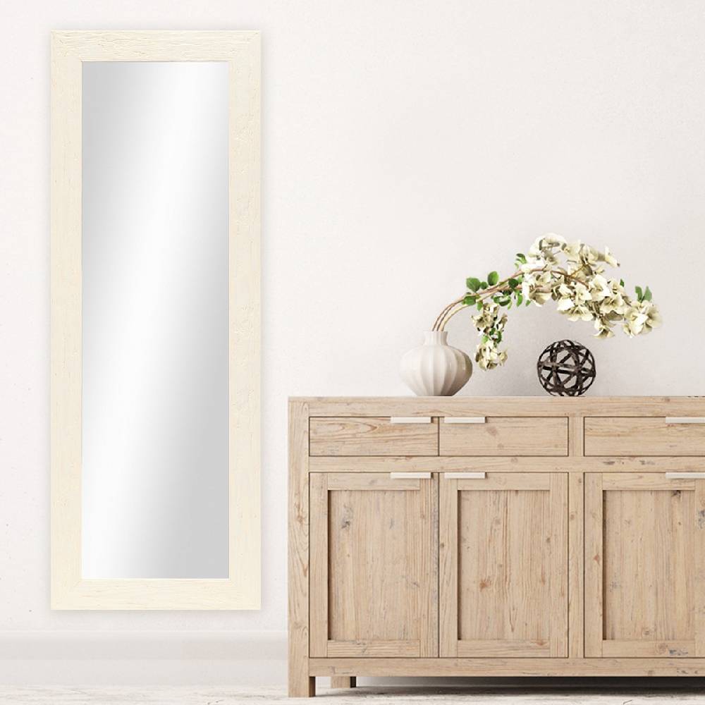 Photolini Wand-Spiegel 40x100 cm im Strandhaus-Stil Breit Weiss Rustikal / Spiegelfläche 30x90 cm Saisonschlussverkauf