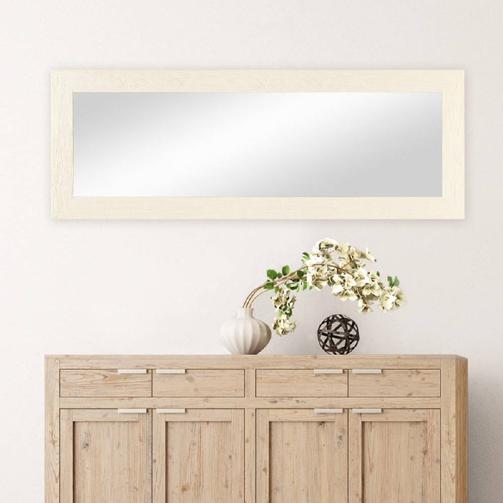 Photolini Wand-Spiegel 40x100 cm im Strandhaus-Stil Breit Weiss Rustikal / Spiegelfläche 30x90 cm Saisonschlussverkauf
