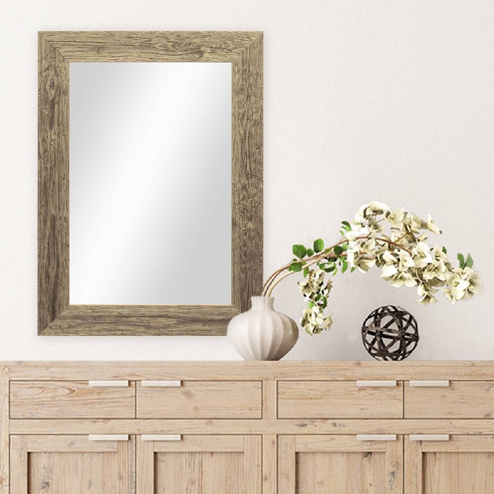 Photolini Wand-Spiegel 40x50 cm im Strandhaus-Stil Breit Eiche-Optik Rustikal / Spiegelfläche 30x40 cm Black Friday