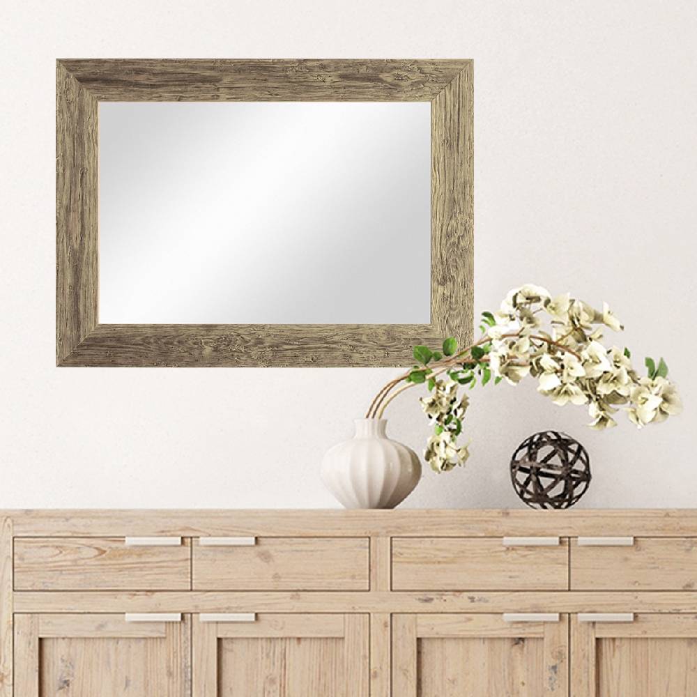 Photolini Wand-Spiegel 40x50 cm im Strandhaus-Stil Breit Eiche-Optik Rustikal / Spiegelfläche 30x40 cm Black Friday
