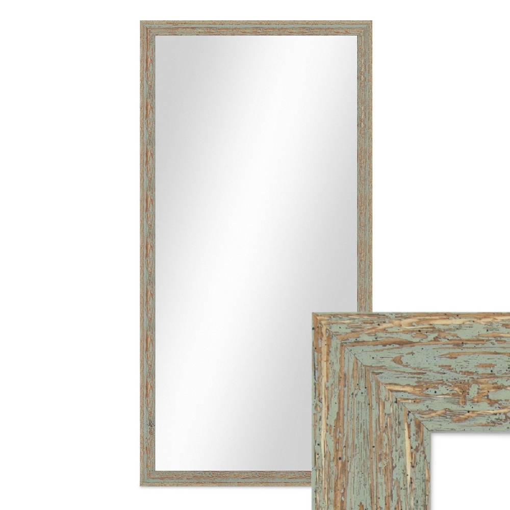 Photolini Wand-Spiegel 56x106 cm Grau-Grün Shabby-Chic Vintage / Spiegelfläche 50x100 cm