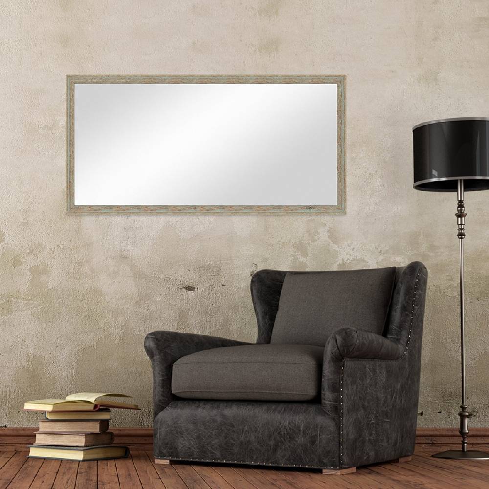 Photolini Wand-Spiegel 56x106 cm Grau-Grün Shabby-Chic Vintage / Spiegelfläche 50x100 cm Weihnachtsangebot