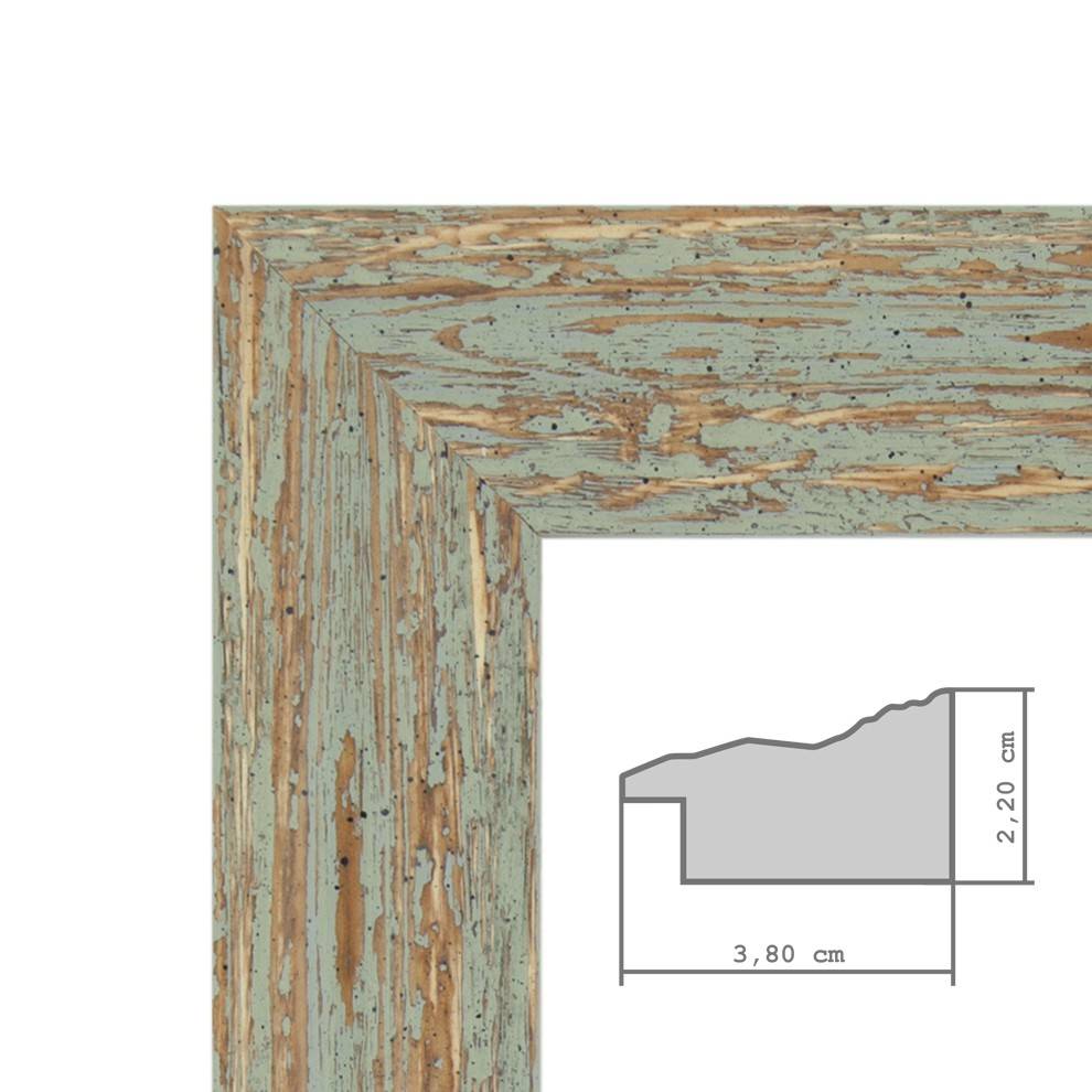 Photolini Wand-Spiegel 56x106 cm Grau-Grün Shabby-Chic Vintage / Spiegelfläche 50x100 cm Weihnachtsangebot