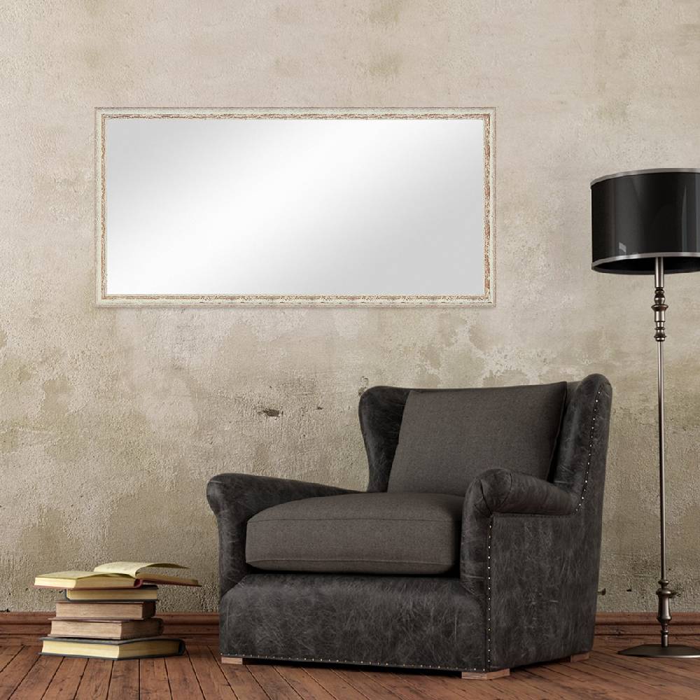 Photolini Wand-Spiegel 56x106 cm Weiss Shabby-Chic Vintage / Spiegelfläche 50x100 cm Osterangebot