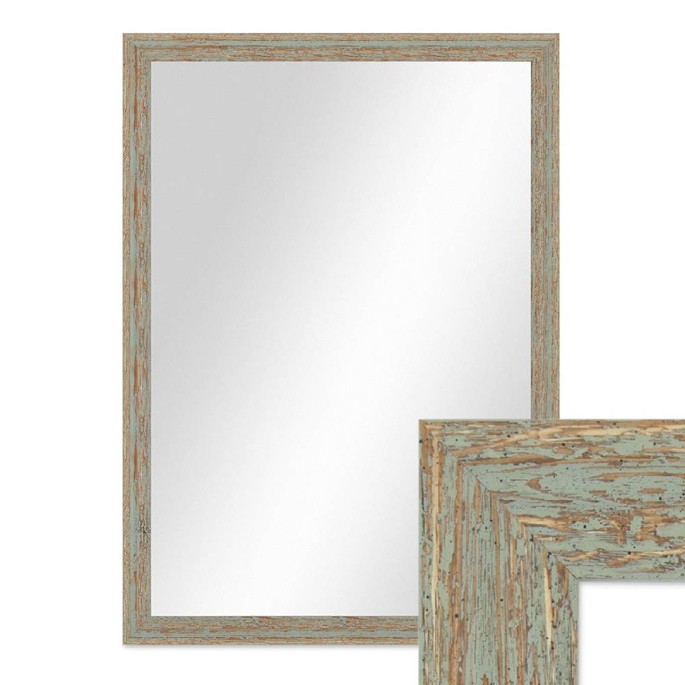 Photolini Wand-Spiegel 56x76 cm Grau-Grün Shabby-Chic Vintage / Spiegelfläche 50x70 cm