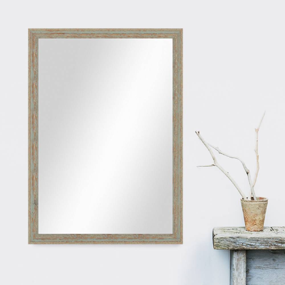 Photolini Wand-Spiegel 56x76 cm Grau-Grün Shabby-Chic Vintage / Spiegelfläche 50x70 cm Muttertagsangebot