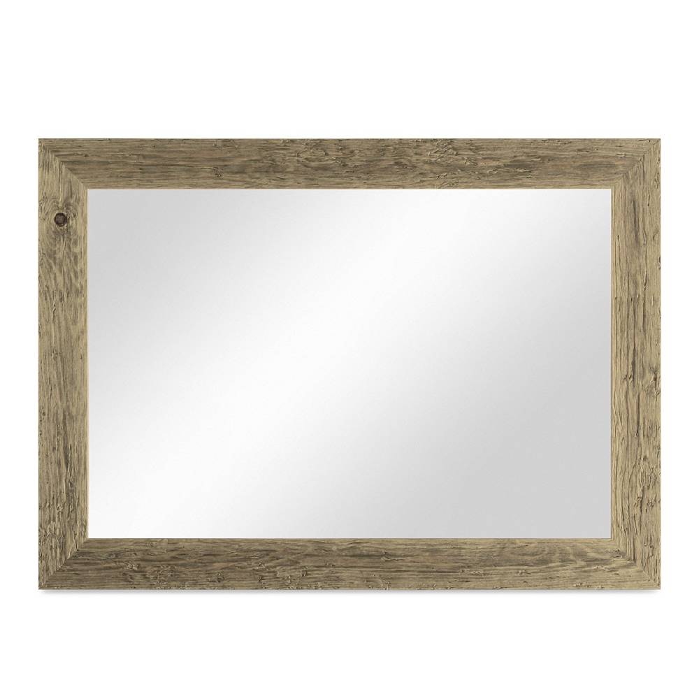 Photolini B-WARE: Wand-Spiegel 50x60 cm im Strandhaus-Stil Breit Eiche-Optik Rustikal / Spiegelfläche 40x50 cm Jubiläumsangebot