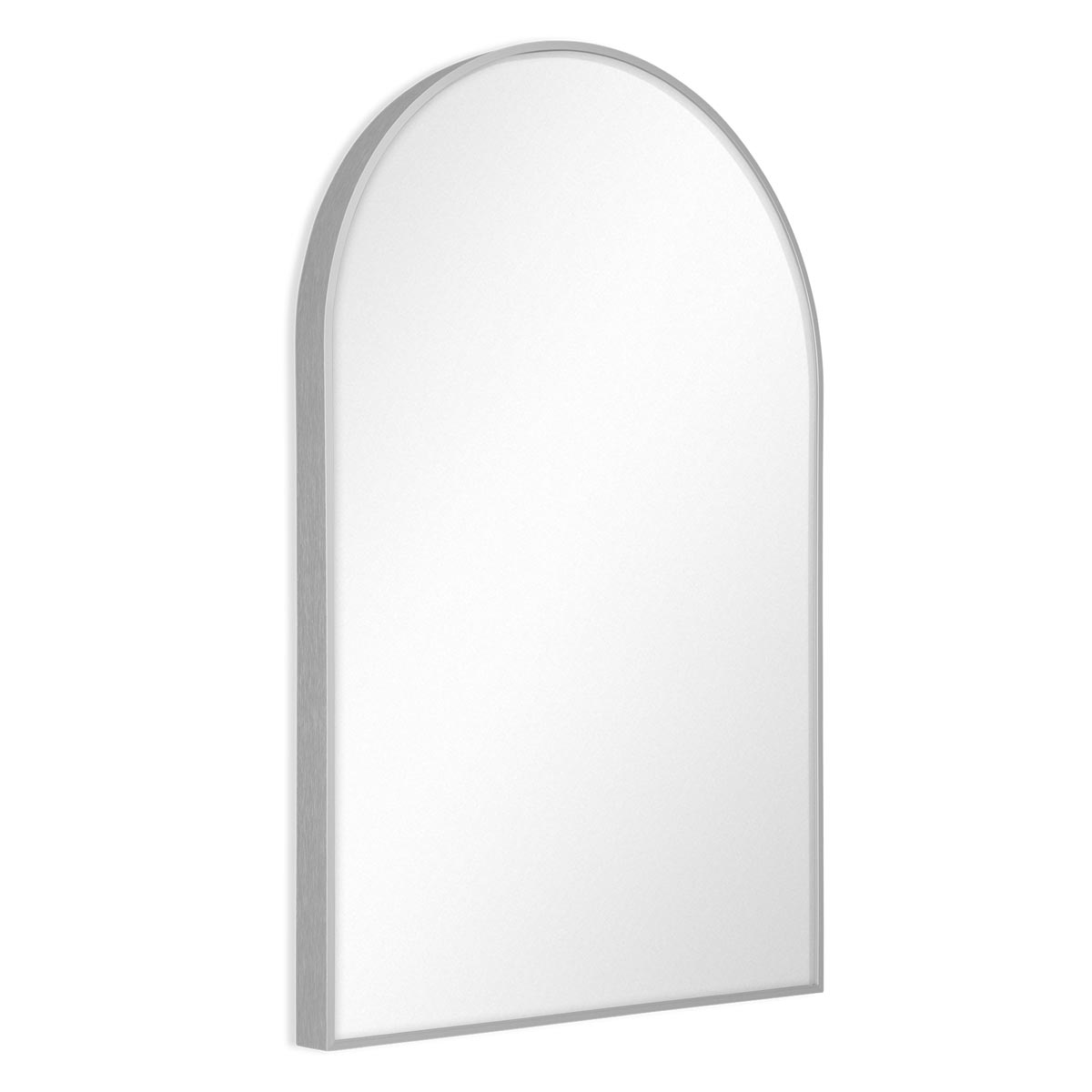 Photolini B-WARE: Spiegel Rundbogen Silber mit Metallrahmen 50x75 cm