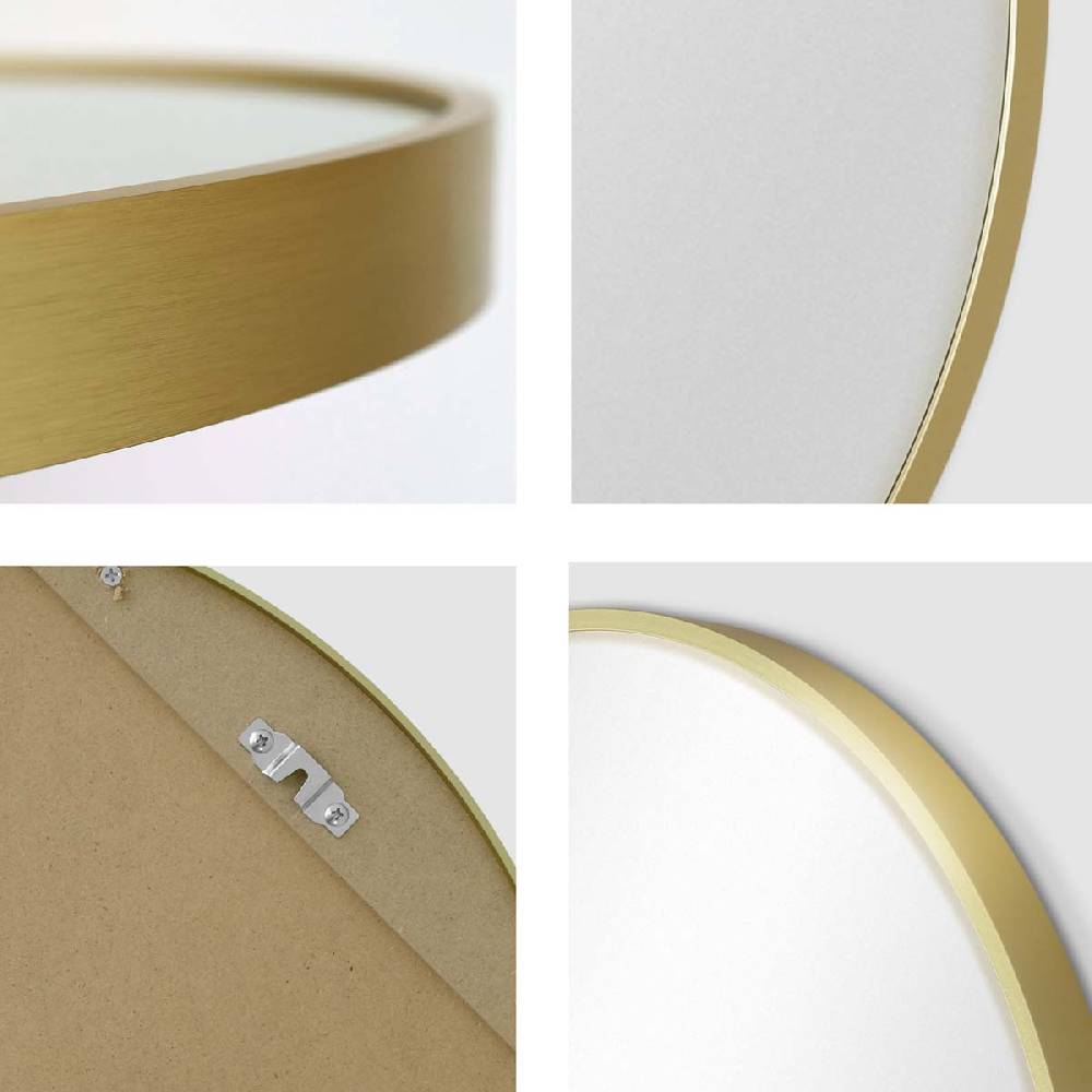 Photolini B-WARE: Spiegel Rund Gold mit Metallrahmen 50 cm Heißer Verkauf