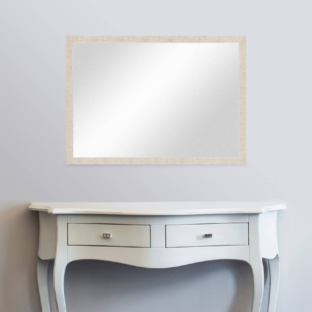 Photolini B-WARE: Wand-Spiegel 56x76 cm im Strandhaus-Stil Rustikal Weiß / Spiegelfläche 50x70 cm Neueste Mode