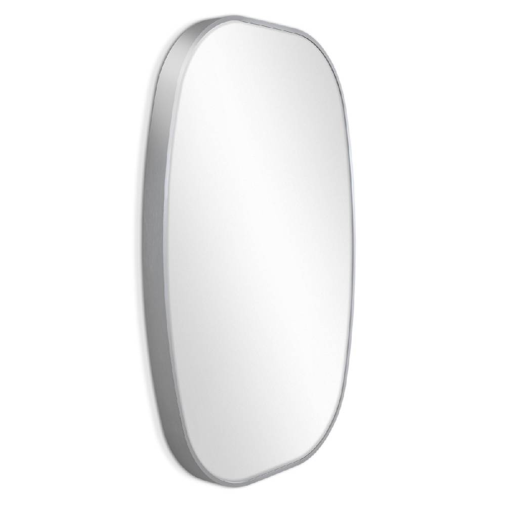Photolini B-WARE: Spiegel Oval Silber mit Metallrahmen 50x70 cm Online Outlet