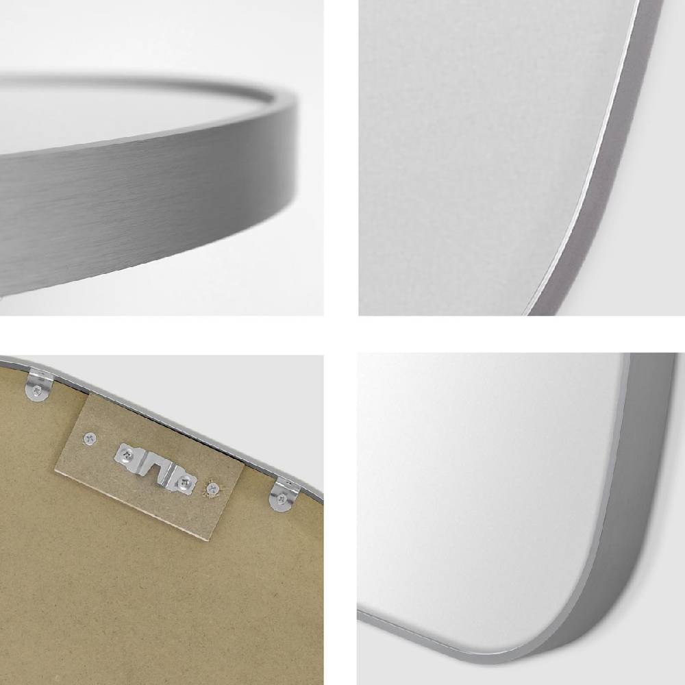 Photolini B-WARE: Spiegel Oval Silber mit Metallrahmen 50x70 cm Online Outlet