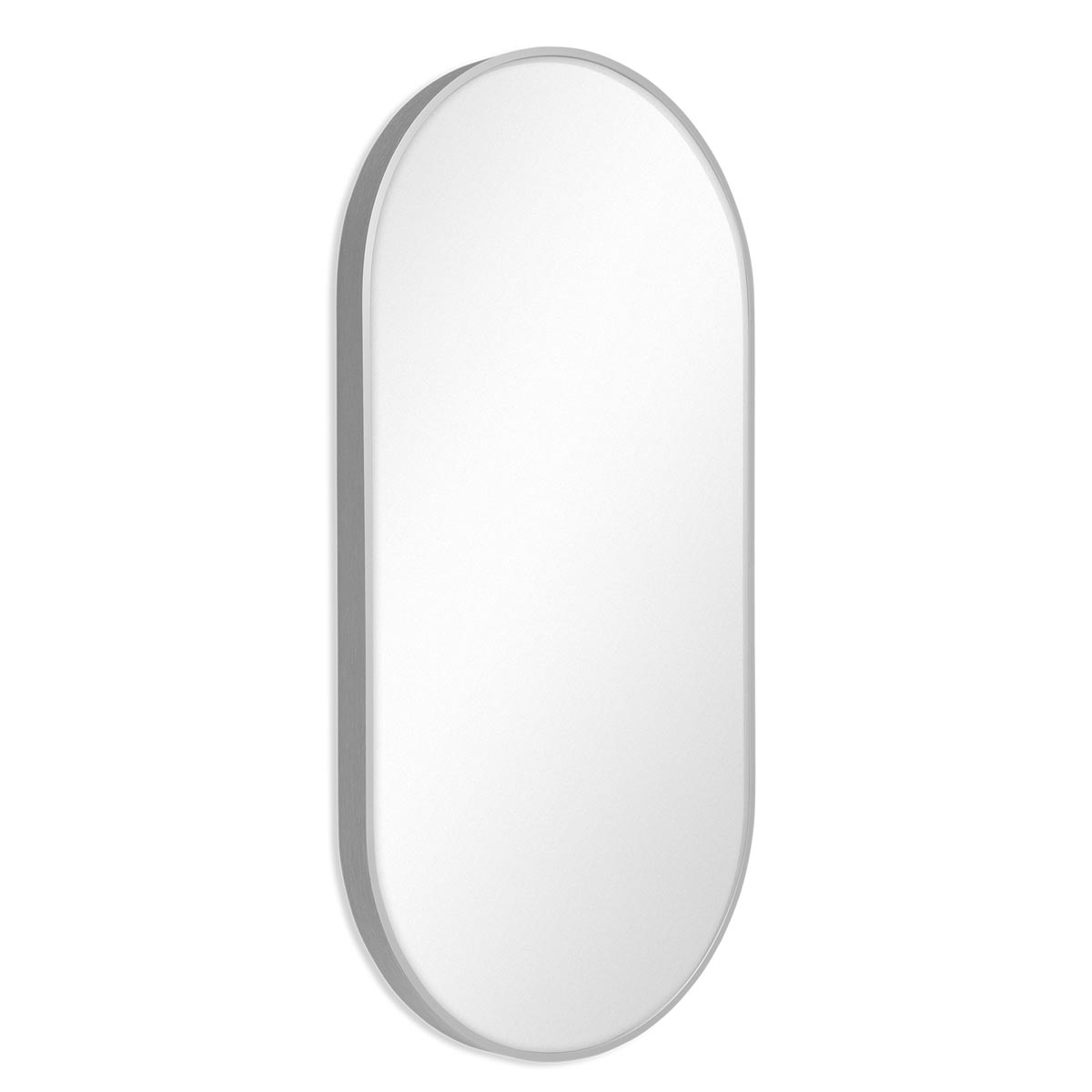 Photolini B-WARE: Spiegel Oval Silber mit Metallrahmen 40x80 cm