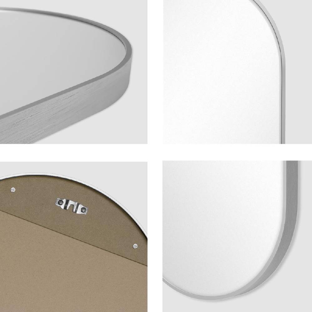 Photolini B-WARE: Spiegel Oval Silber mit Metallrahmen 40x80 cm Exklusive Angebote