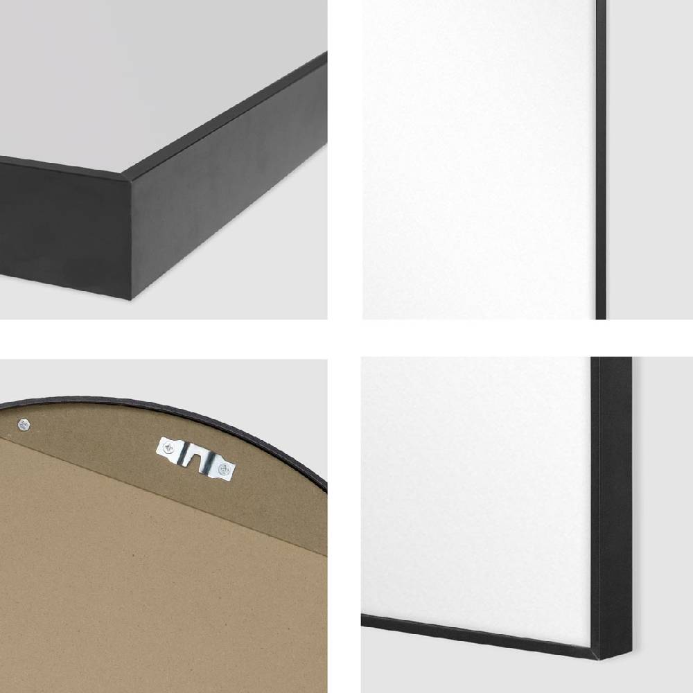 Photolini B-WARE: Spiegel Rundbogen Schwarz mit Metallrahmen 50x75 cm Blitzangebot