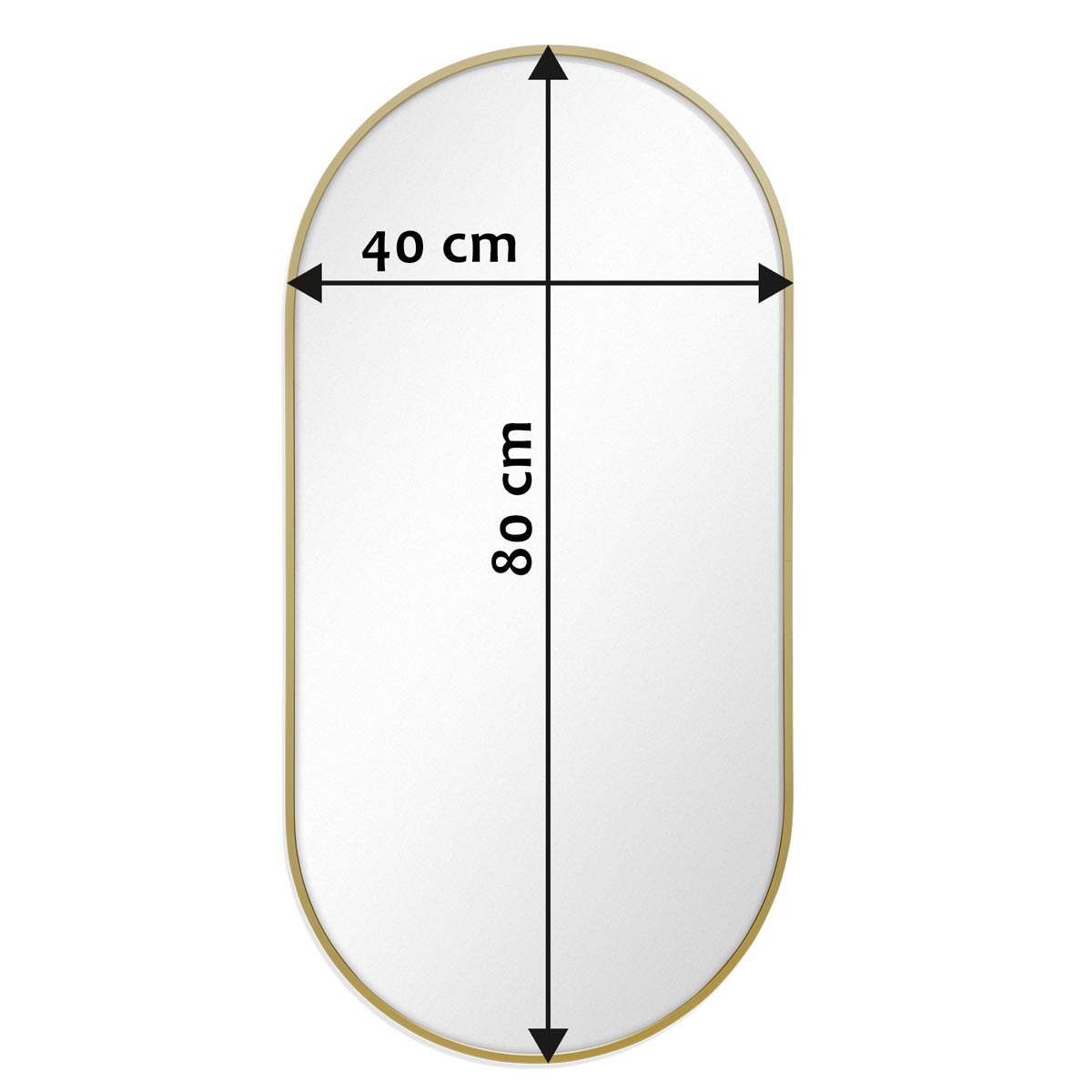 Photolini B-WARE: Spiegel Oval Gold mit Metallrahmen 40x80 cm Saisonale Angebote