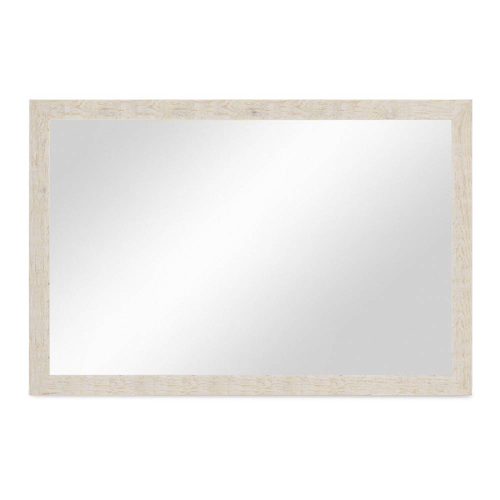 Photolini B-WARE: Wand-Spiegel 46x66 cm im Strandhaus-Stil Rustikal Weiß / Spiegelfläche 40x60 cm Räumungsverkauf