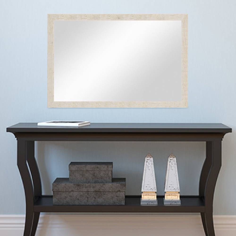 Photolini B-WARE: Wand-Spiegel 46x66 cm im Strandhaus-Stil Rustikal Weiß / Spiegelfläche 40x60 cm Räumungsverkauf