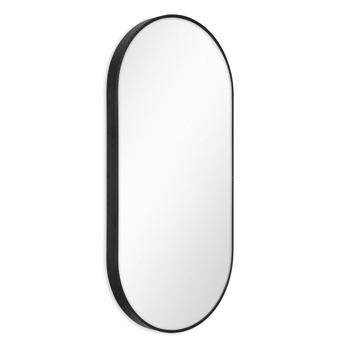 Photolini B-WARE: Spiegel oval schwarz 40x80 cm mit Metallrahmen