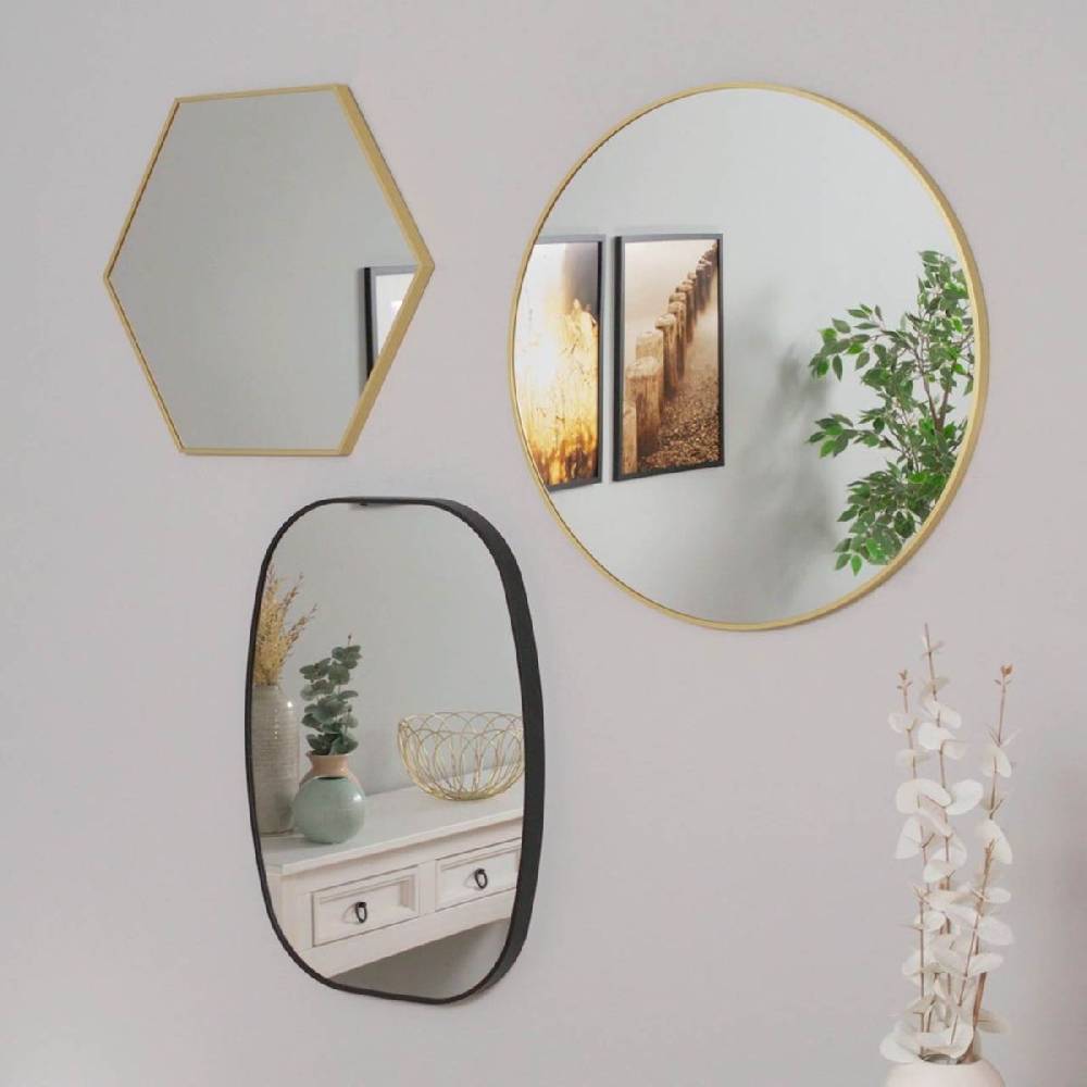 Photolini B-WARE: Spiegel oval schwarz 40x80 cm mit Metallrahmen Tägliche Deals