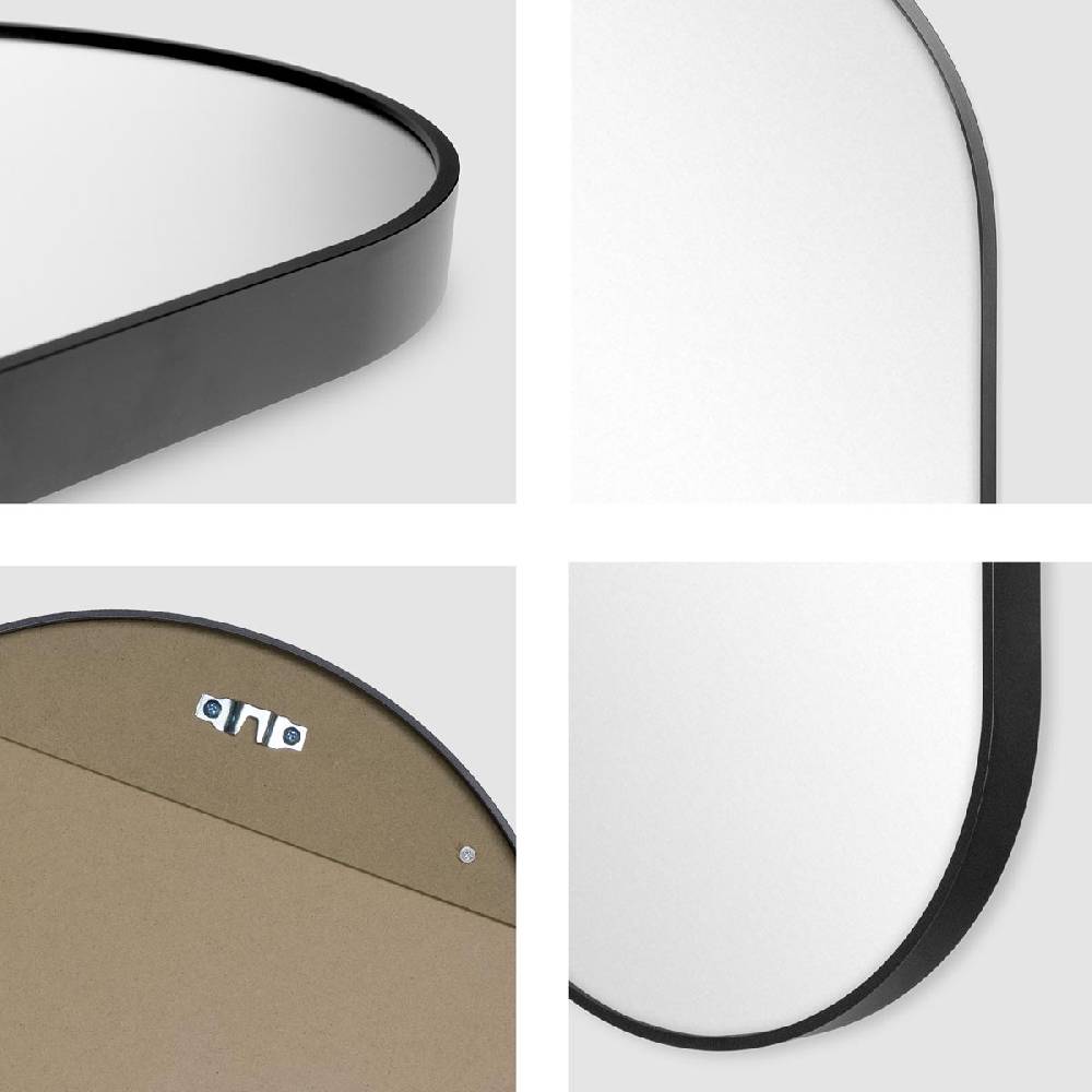 Photolini B-WARE: Spiegel oval schwarz 40x80 cm mit Metallrahmen Tägliche Deals