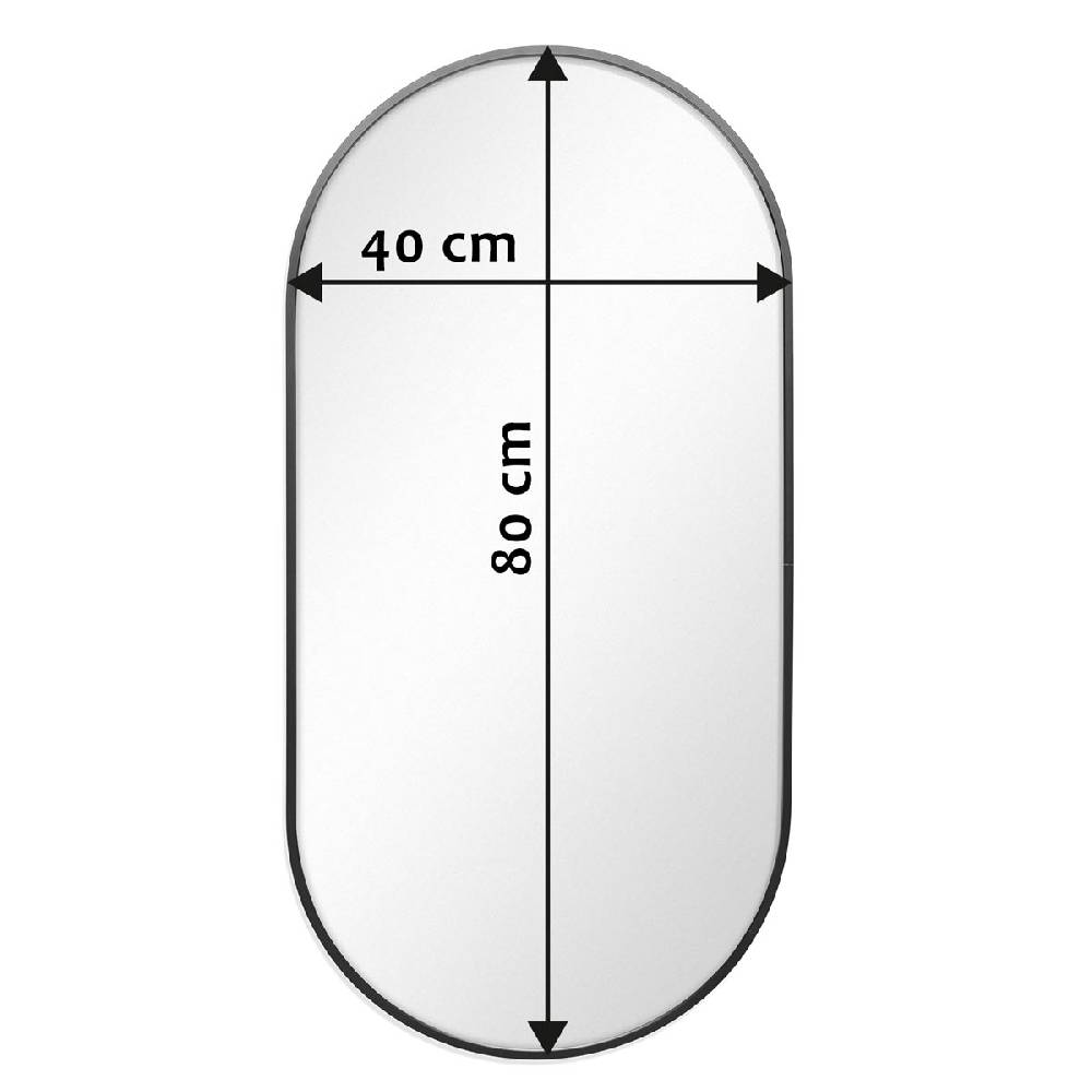 Photolini B-WARE: Spiegel oval schwarz 40x80 cm mit Metallrahmen Tägliche Deals