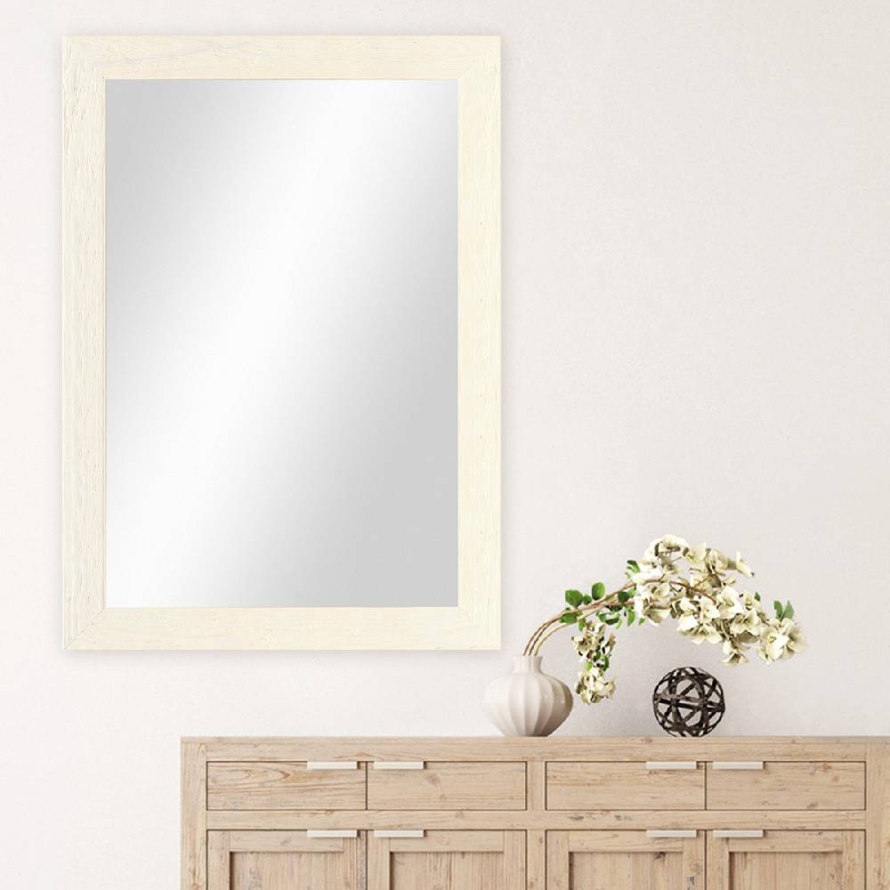 Photolini B-WARE: Wand-Spiegel 70x90 cm im Strandhaus-Stil Breit Weiß Rustikal / Spiegelfläche 60x80 cm Sonderangebote