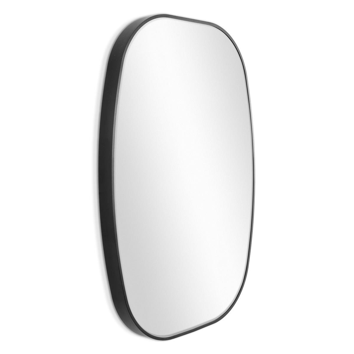 Photolini B-WARE: Spiegel Oval Schwarz mit Metallrahmen 50x70 cm Riesige Ersparnisse