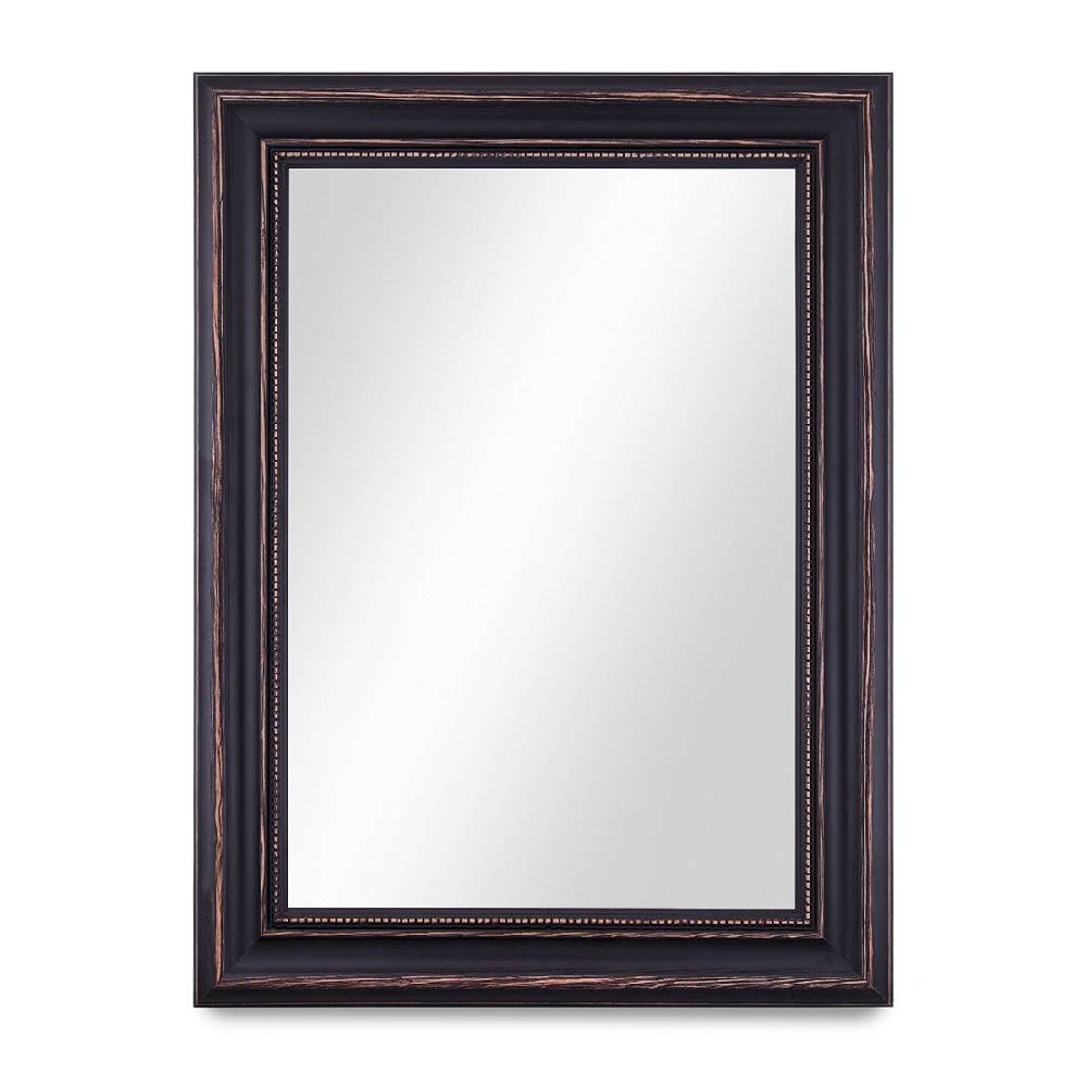 Photolini B-WARE: Wand-Spiegel 40x50 cm im Landhaus-Stil Dunkelbraun / Spiegelfläche 30x40 cm Tiefpreis