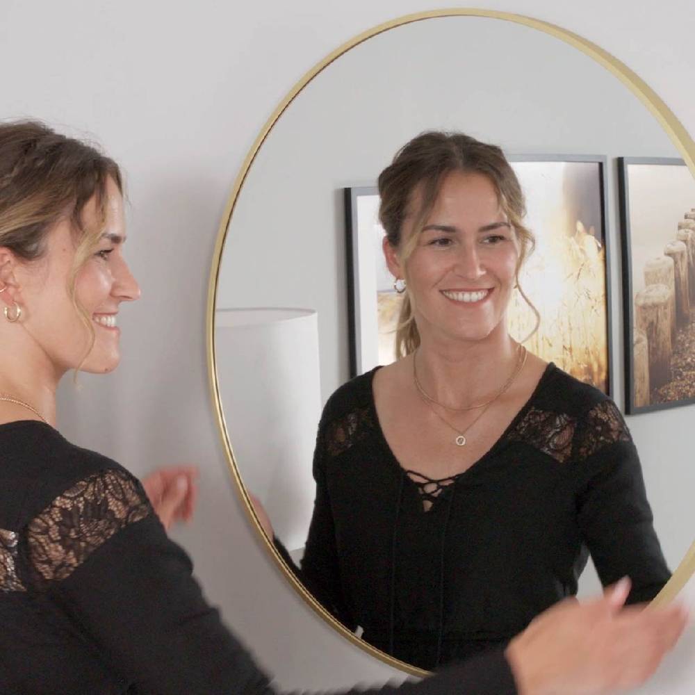 Photolini B-WARE: Spiegel Rund Schwarz mit Metallrahmen 70 cm Wochenangebot