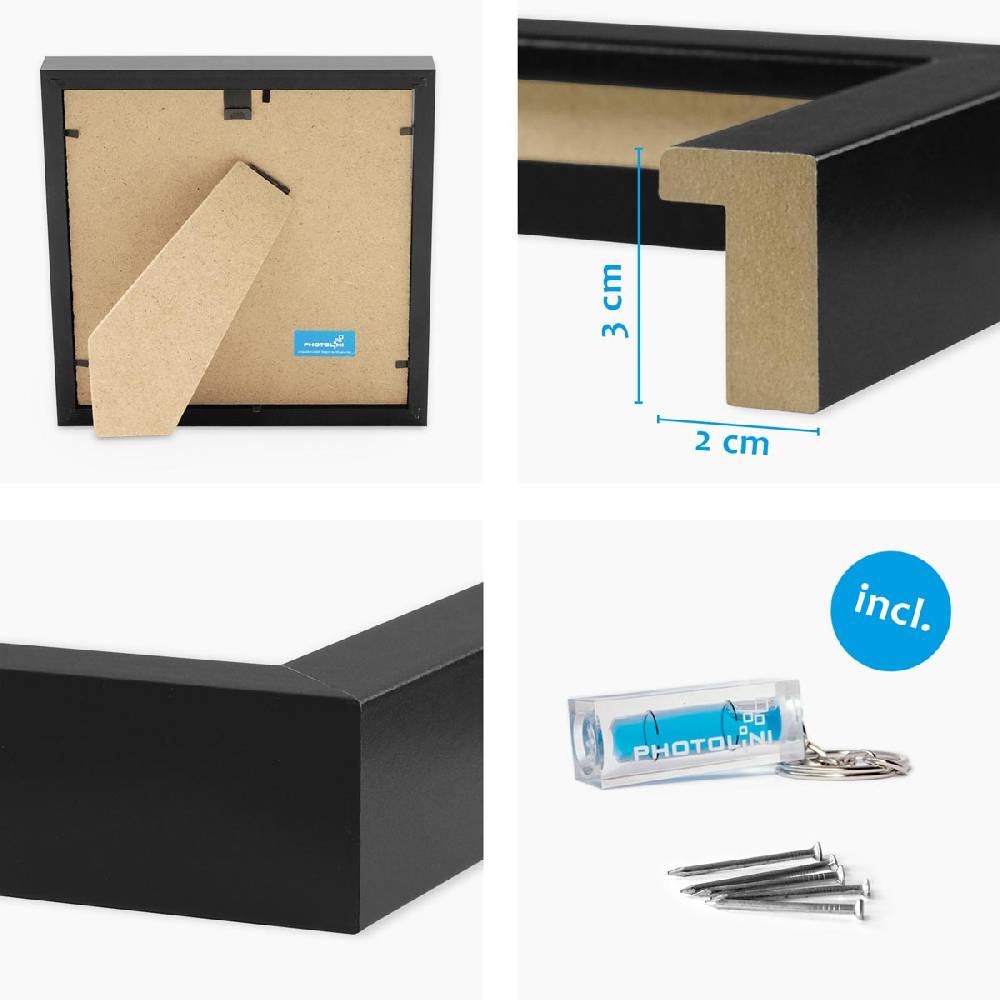 Photolini 2er Set 3D-Bilderrahmen 20x20 cm mit Passepartout, Schwarz Begrenzte Freigabe